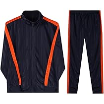 Amazon | シャドーストライプ上下セット ネイビー×オレンジM